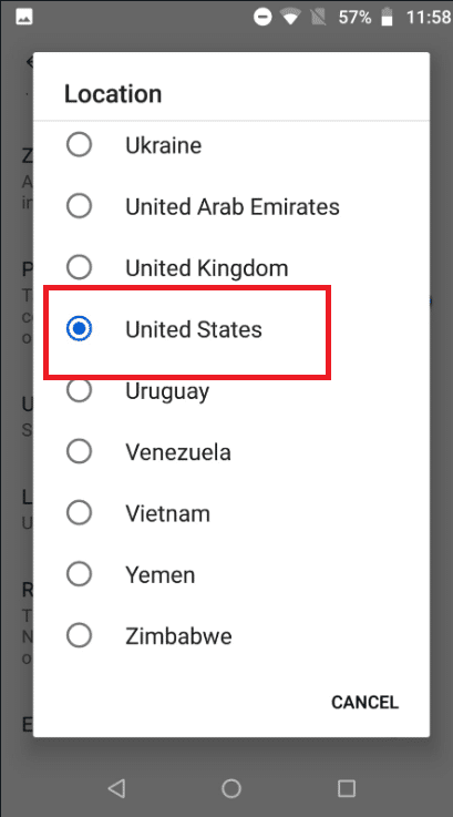 Choose the location to a YouTube supported picture in picture nation