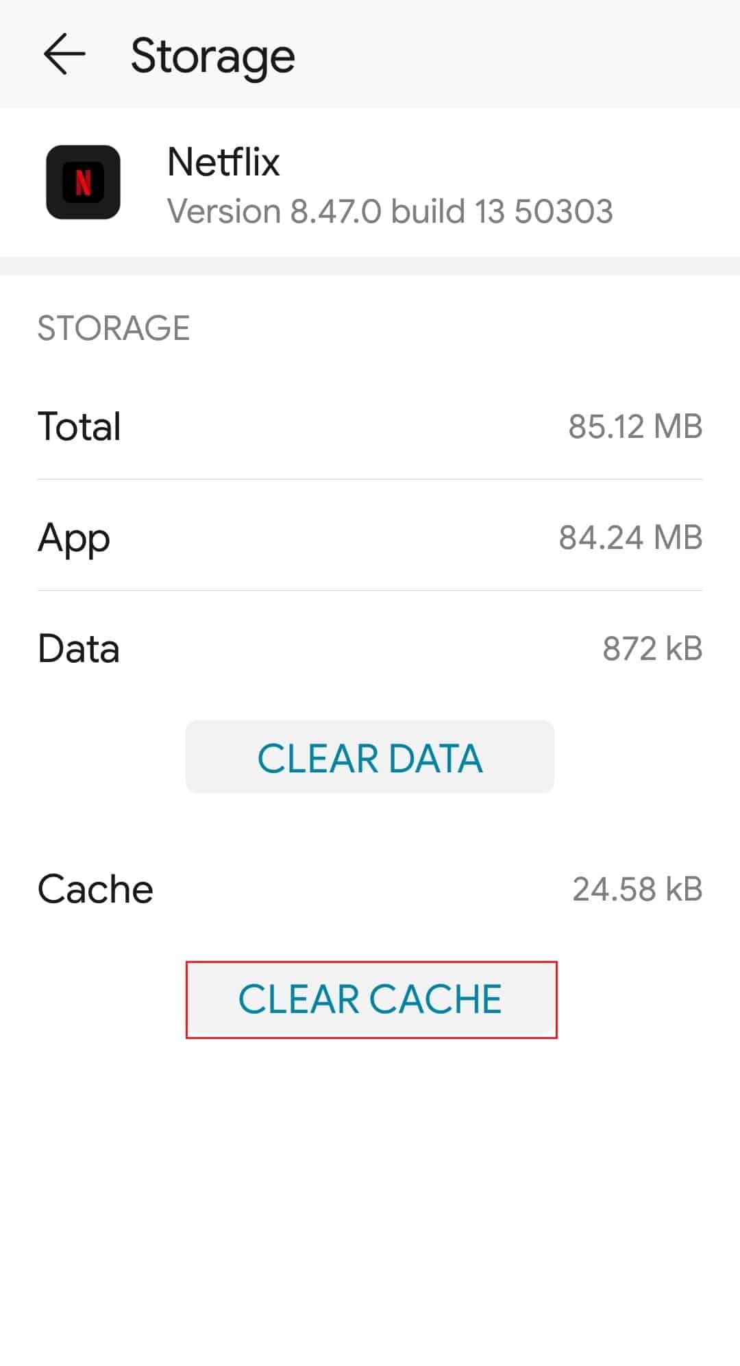 clear cache in Netflix app. Fix Netflix Error 5.7 on Android