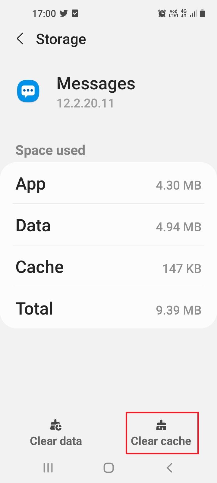 clear cache messages storage
