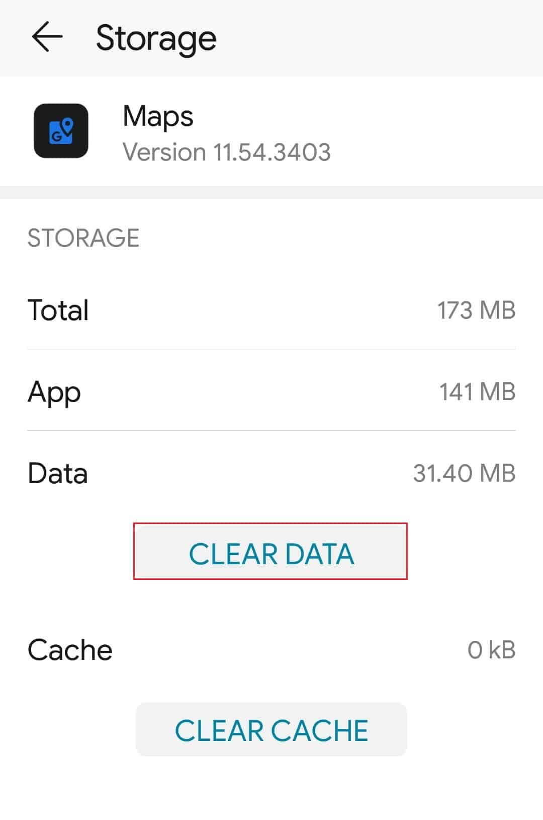 clear data google maps Storage setting
