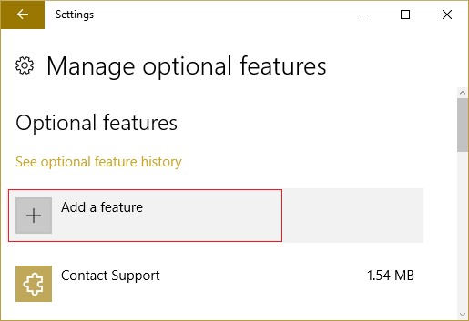 click Add a feature under optional features