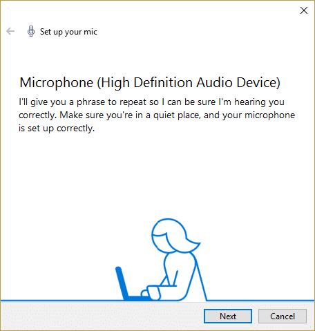 click Next to set up your microphone
