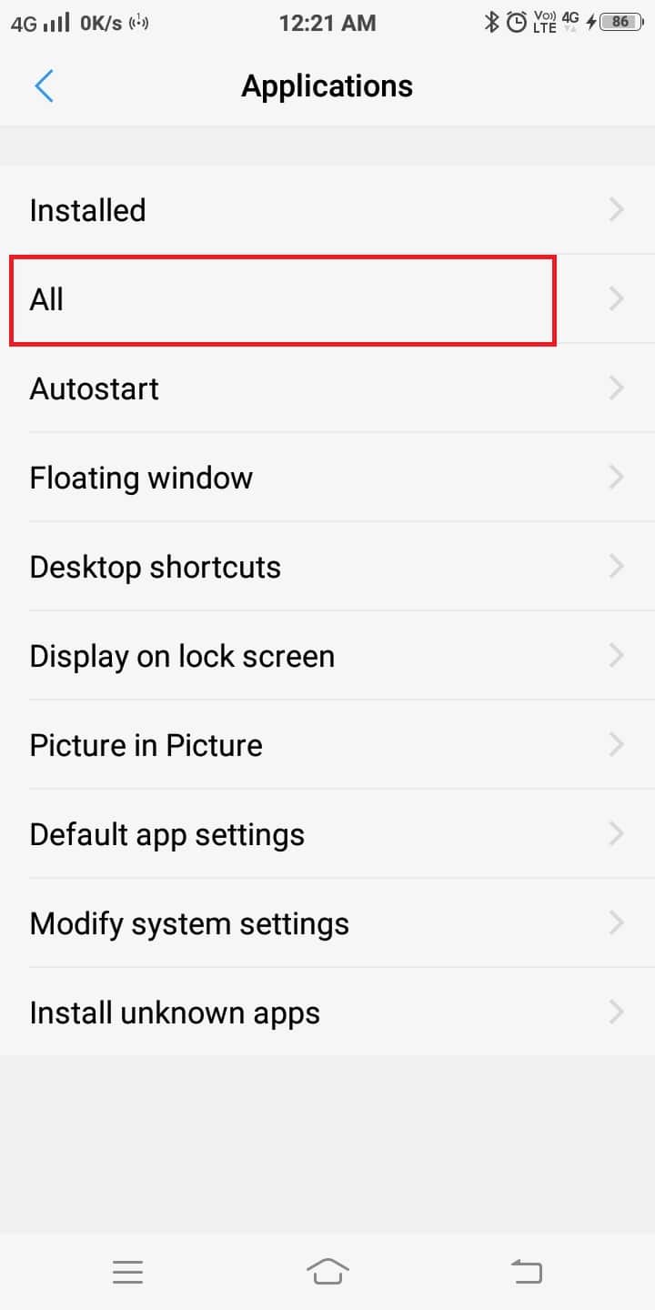 tap on All Applications