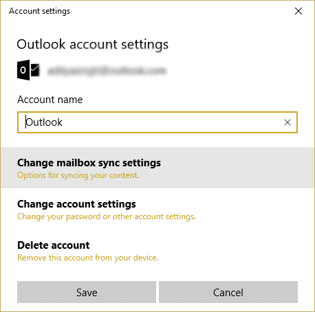 click change mailbox sync settings