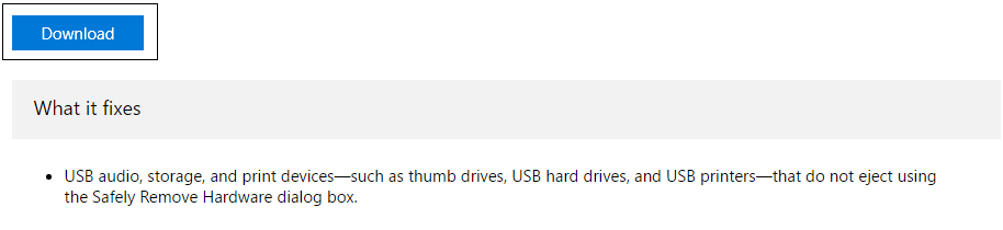 დააწკაპუნეთ ჩამოტვირთვის ღილაკს USB პრობლემების მოსაგვარებლად