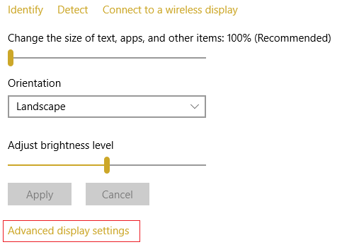 click on Advanced display settings under display