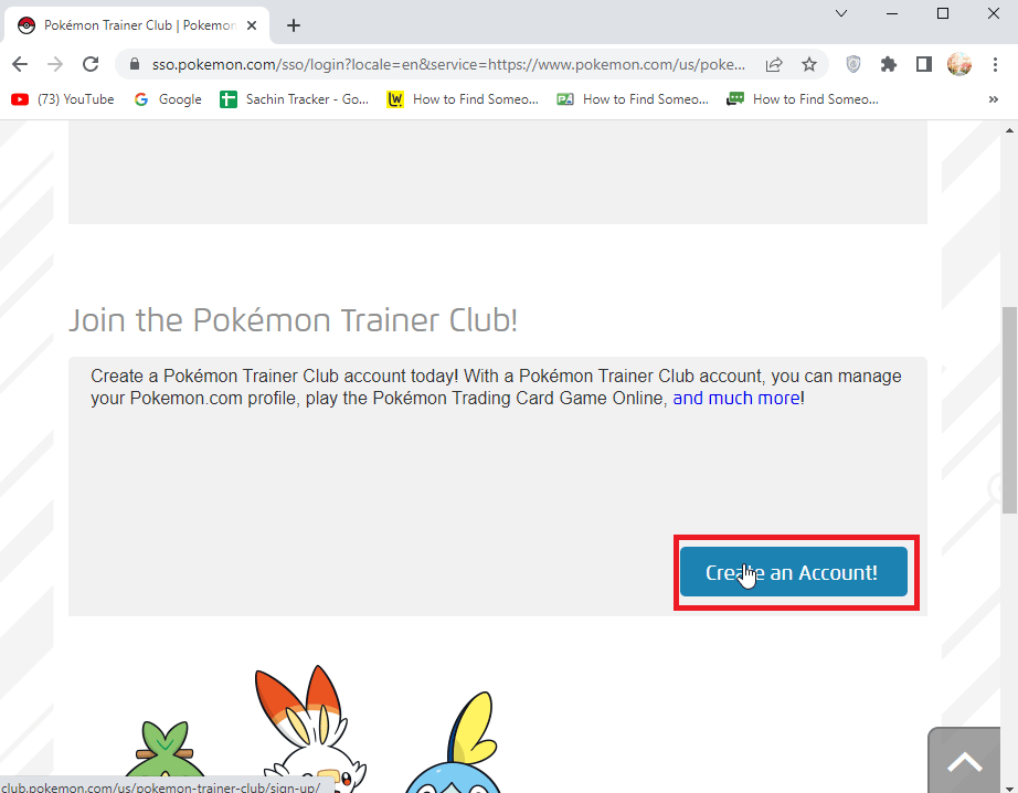 click on Create an Account. Fix Pokemon GO Failed to Login Issue