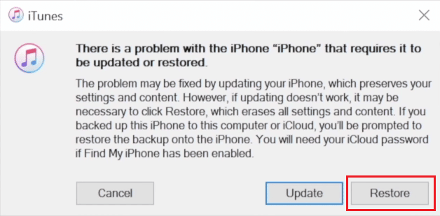 click on the Restore option from the popup on iTunes | How to Unlock Found Lost iPhone