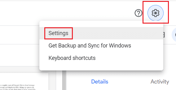 click on the settings icon and select Settings option