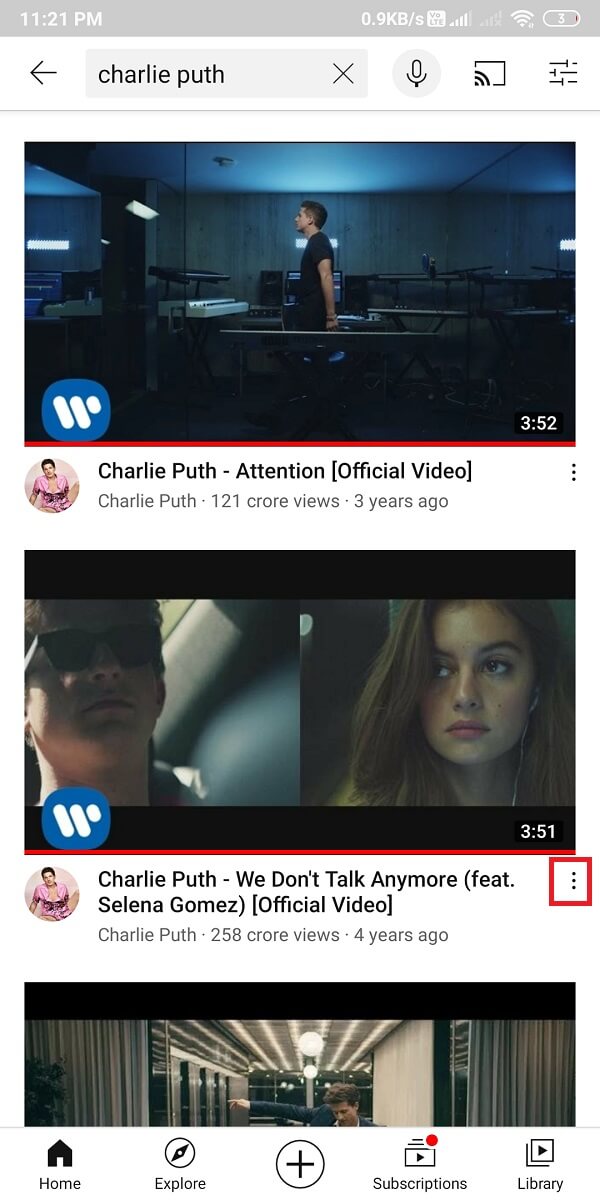 click on the three vertical dots beside the video. | How To Loop YouTube Videos On Mobile And Desktop?