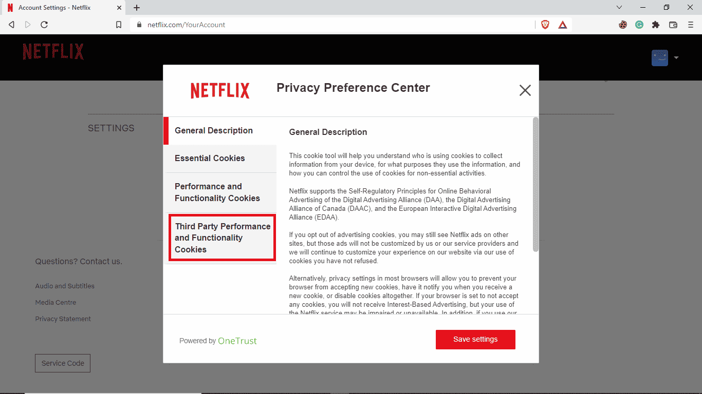 Click on Third Party Performance and Functionality Cookies. How to Delete Netflix Cookies on Android