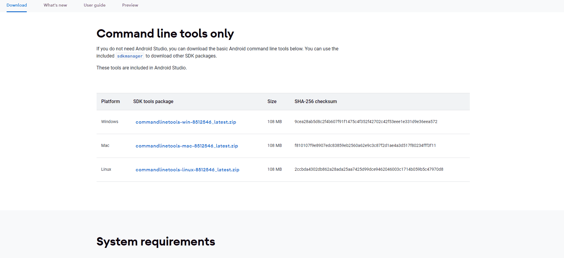 command line tools only section
