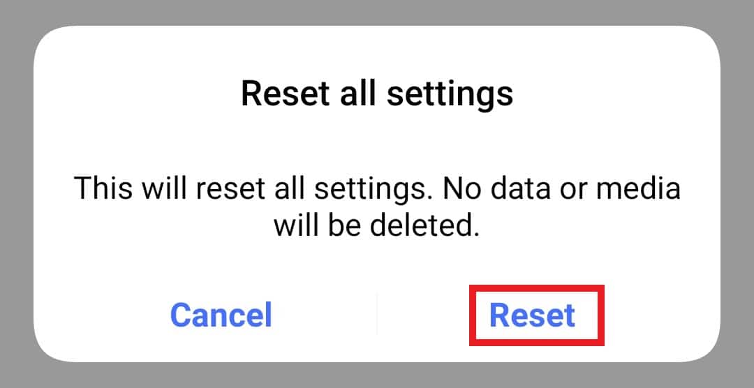 Confirm reset | Fix Unfortunately Messaging Has Stopped Error on Android