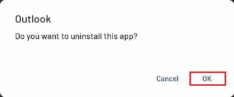 Confirm the uninstallation by selecting OK