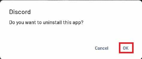 Confirm the uninstallation by selecting OK