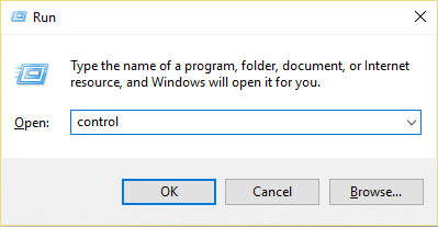 Press Windows Key + R then type control | Fix WiFi not Working in Windows 10 [100% Working]