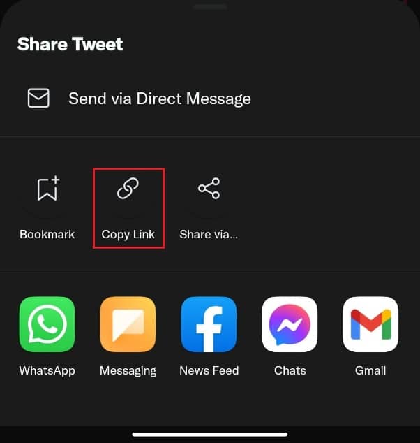 Copy link option in share menu for Android