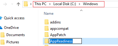 create a folder AppReadiness in Windows / Fix Windows 10 Store Error 0x80073cf9