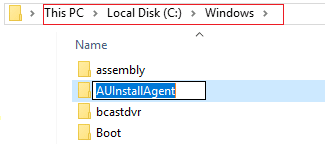 create a folder called AUInstallAgent