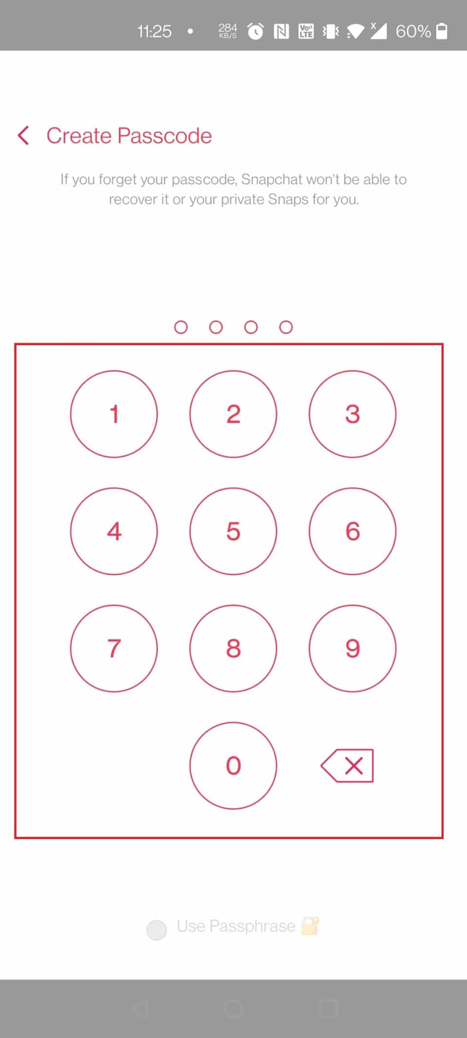 Create Passcode to activate the feature