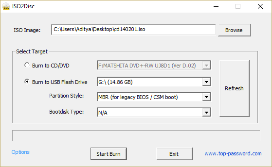 create password reset disk using USB flash drive