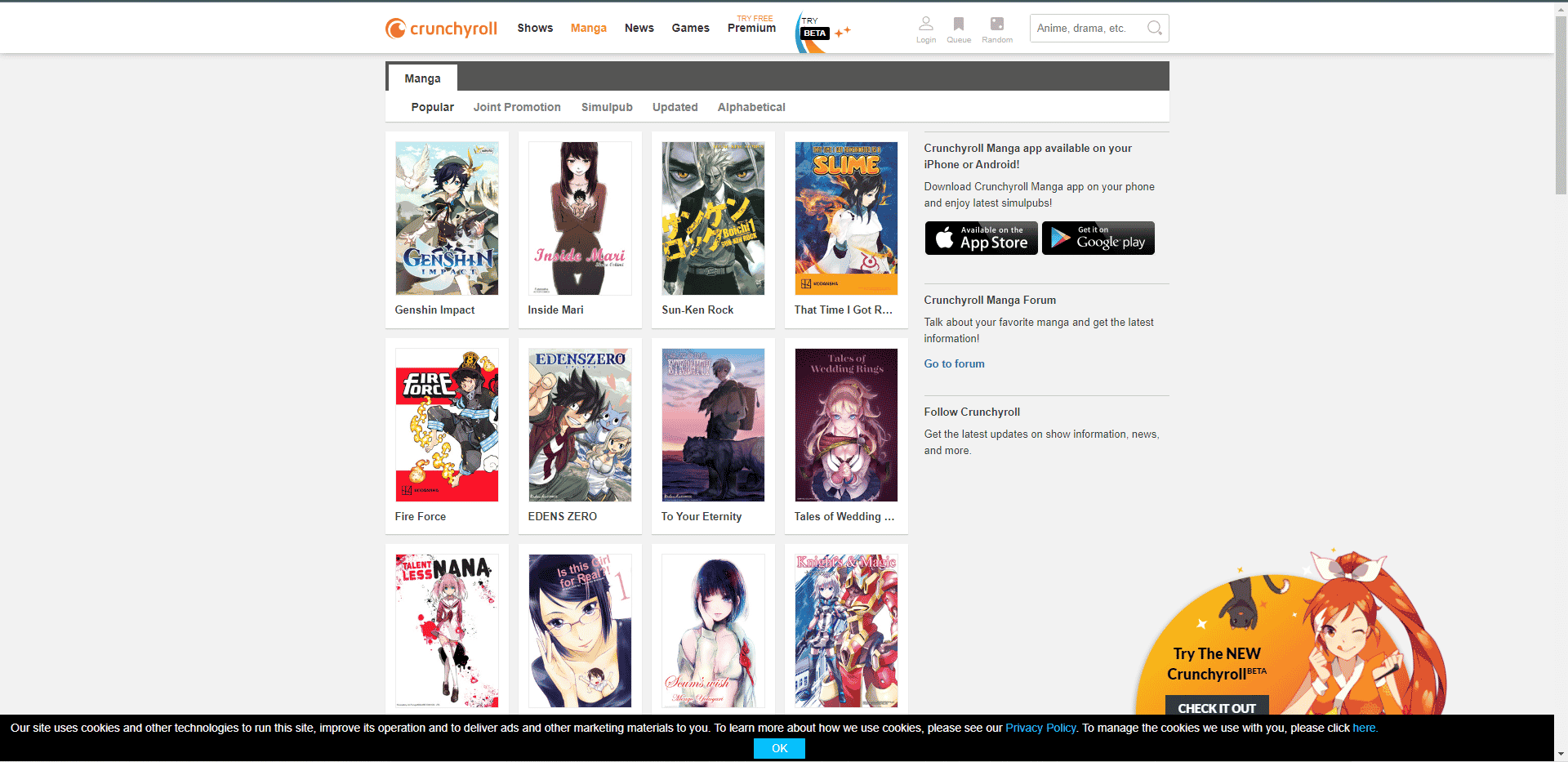 Crunchyroll manga official website
