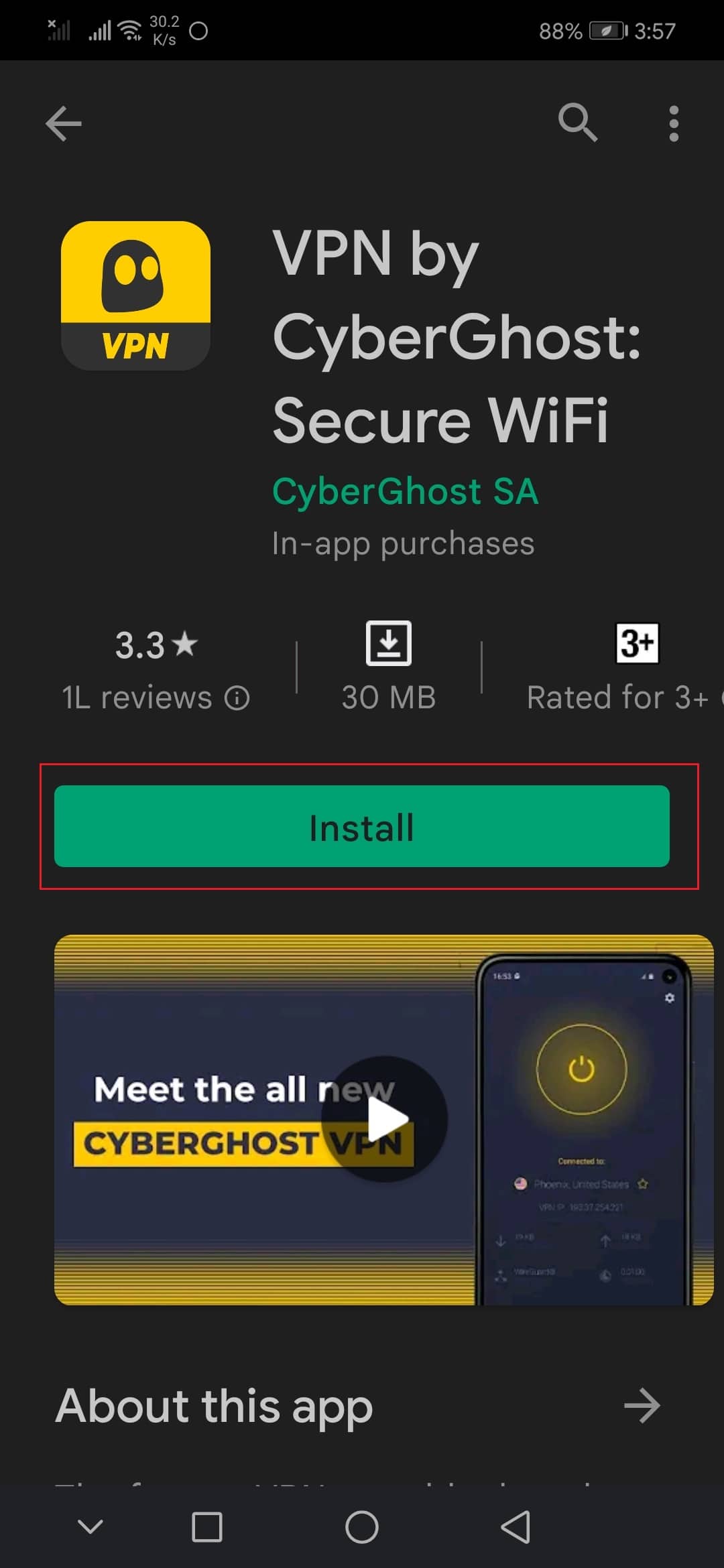 cyberGhost vpn android app playstore