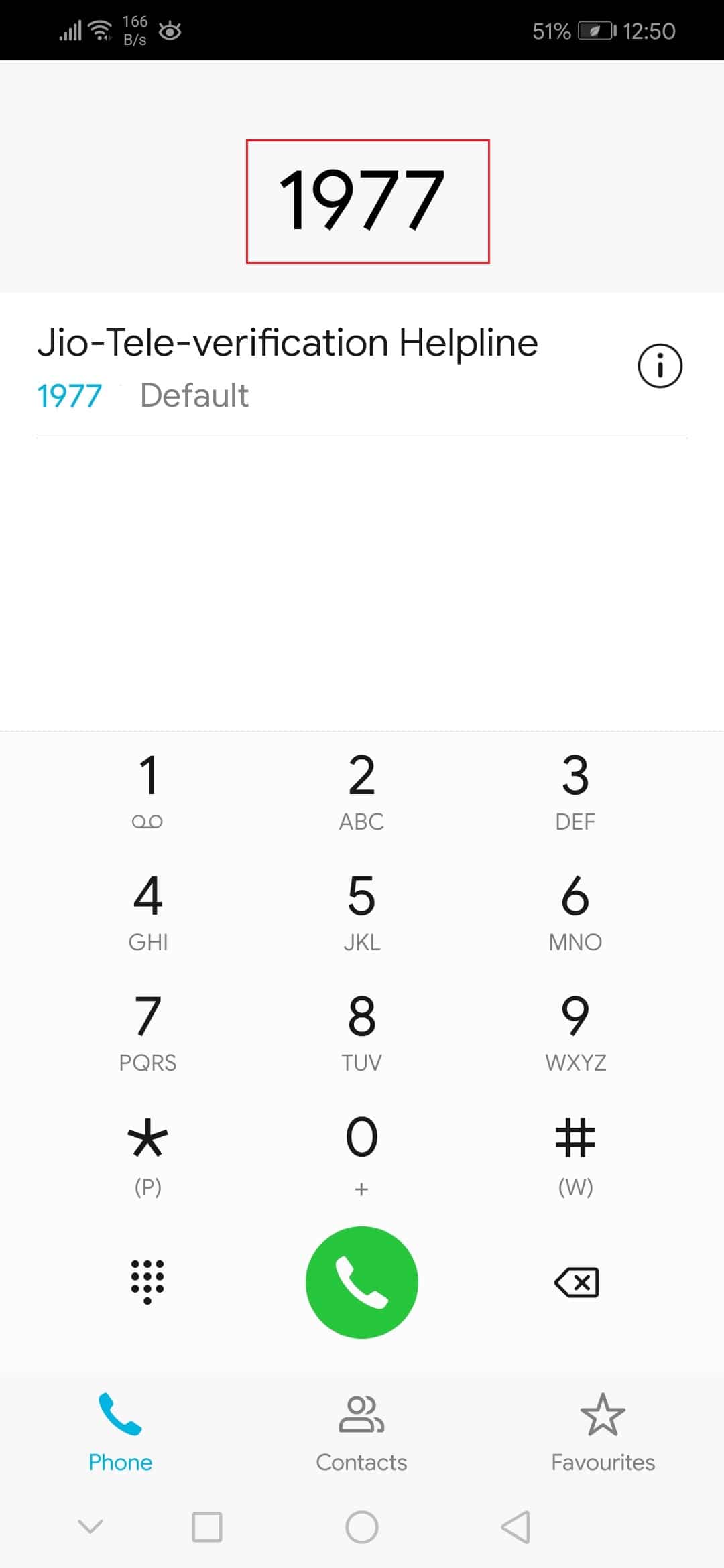 dial 1977 to tele verify Jio SIM in Android phone