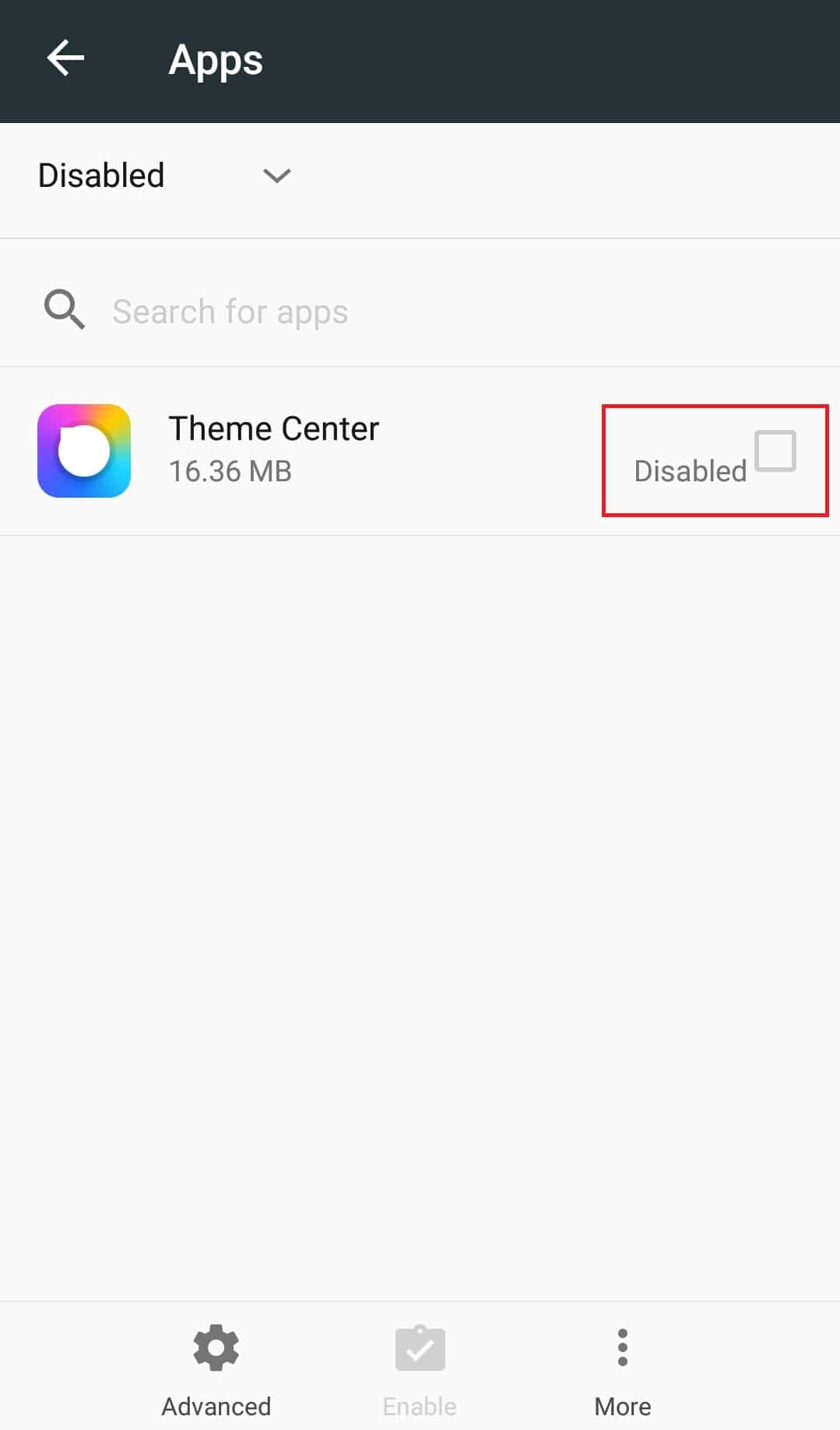 Disabled box. How to Unhide Apps on Android