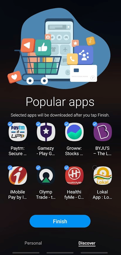 Discover tab from the app drawer