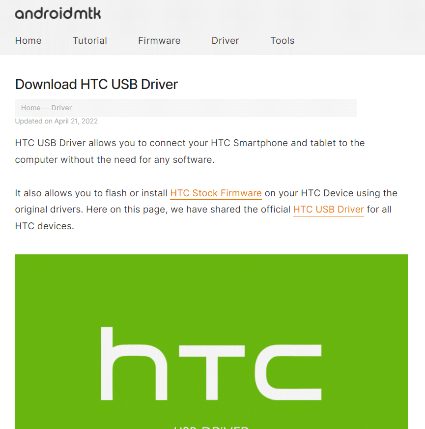 download htc drivers from androidmtk website