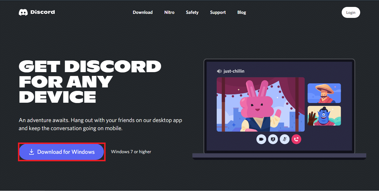 Download page for Discord