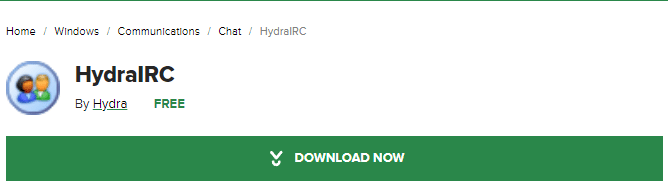 Páxina de descarga para HydraIRC