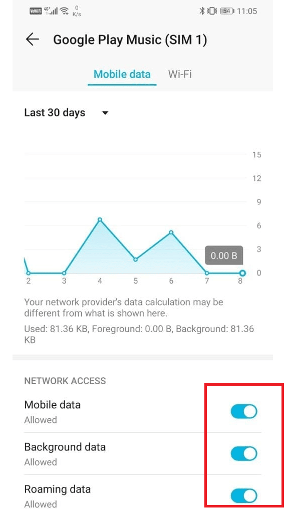 Enable all options under NETWORK ACCESS. Fix Google Music Playback Error on Android