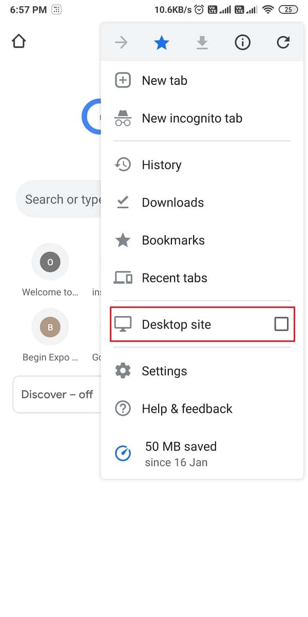 enable the 'Desktop site' option from the menu.  | How To Search On Google Using Image Or Video?