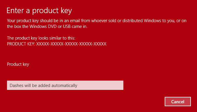 enter a product key slui 3