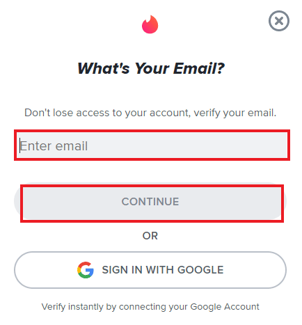 Enter email and click on CONTINUE