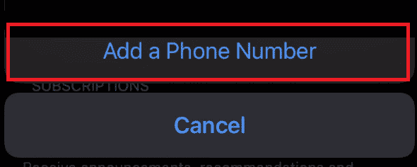 Enter the phone number and tap on Add a phone number