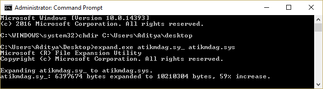 expand atikmdag.sy_ to atikmdag.sys using cmd | Fix Video TDR Failure error in Windows 10