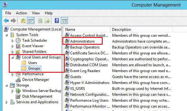 expand system tools and select groups