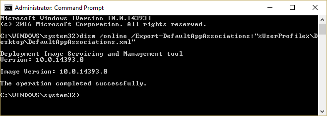 export default app association to a xml file using DISM command