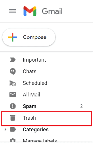 find a section labeled as ‘Trash’.  Alternatively, you can simply type ‘intrash’ in the search bar located on the top. 