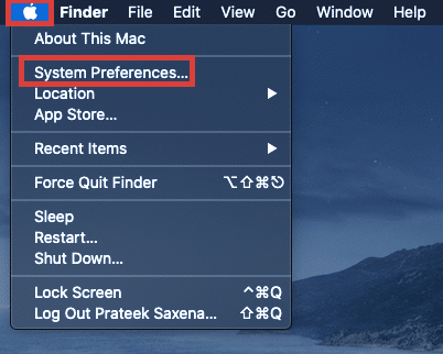 descubra seu endereço MAC existente. Para isso, você pode acessar “Preferências do Sistema” ou usar “Terminal”.