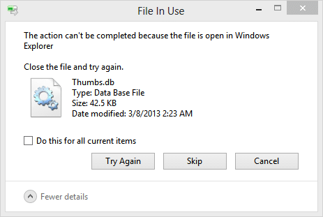 Fix folder in use the action can't be completed error