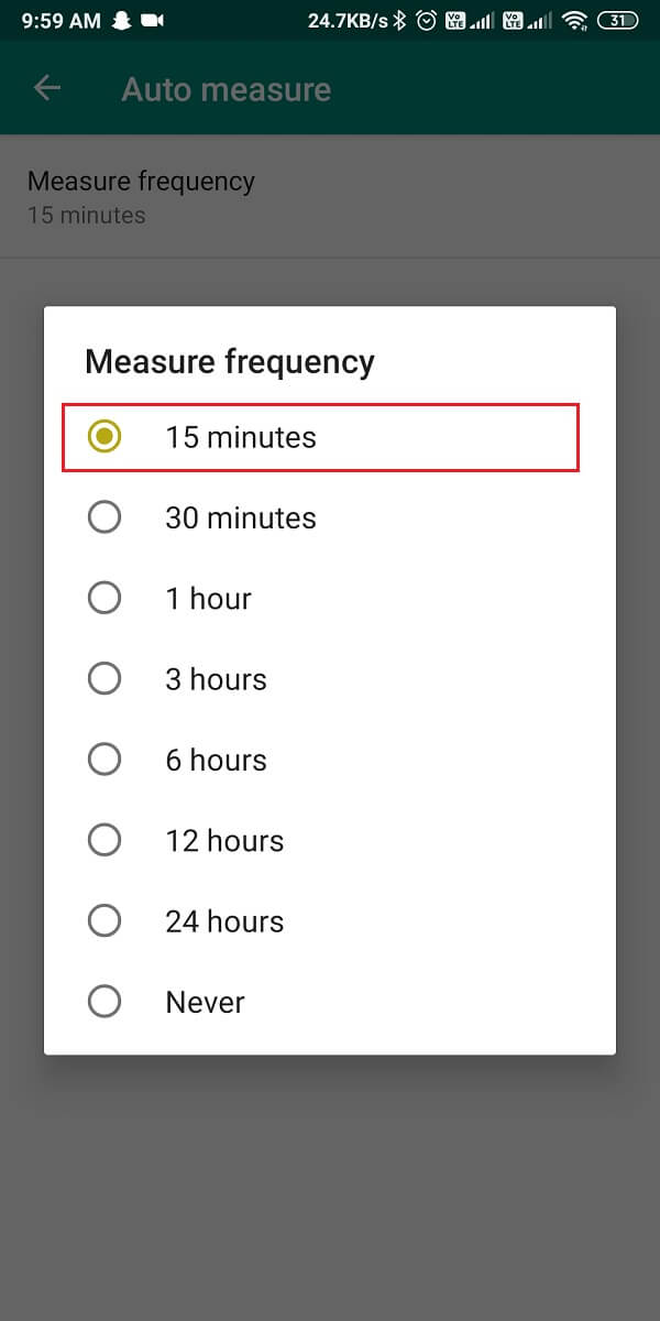 go back to the settings and tap on auto measure.