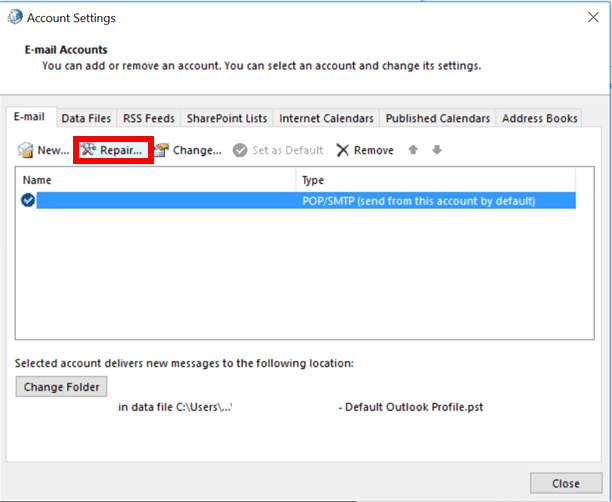 Go to Email tab and click Repair option. 14 Ways to Fix Outlook Disconnected Error
