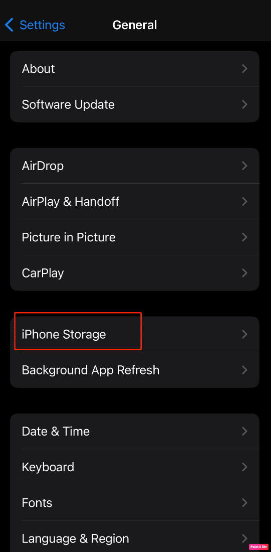 go to general and choose iphone storage option on iPhone | fix iPhone screen flickering and unresponsive