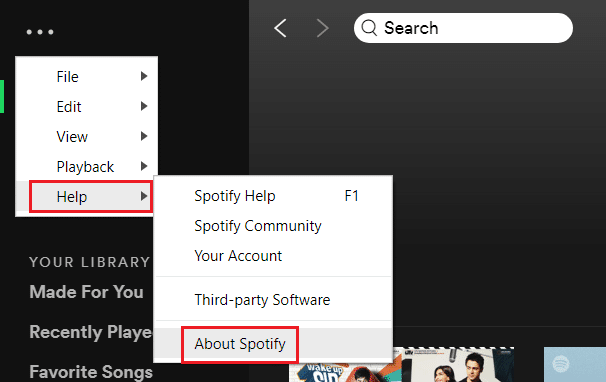 go to help then select about spotify in spotify app | 