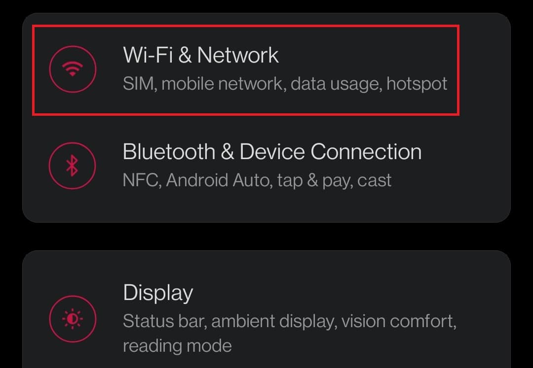 Go to Settings on your device. Tap WiFi and Network.