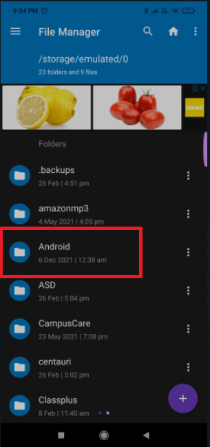 go to the Android folder